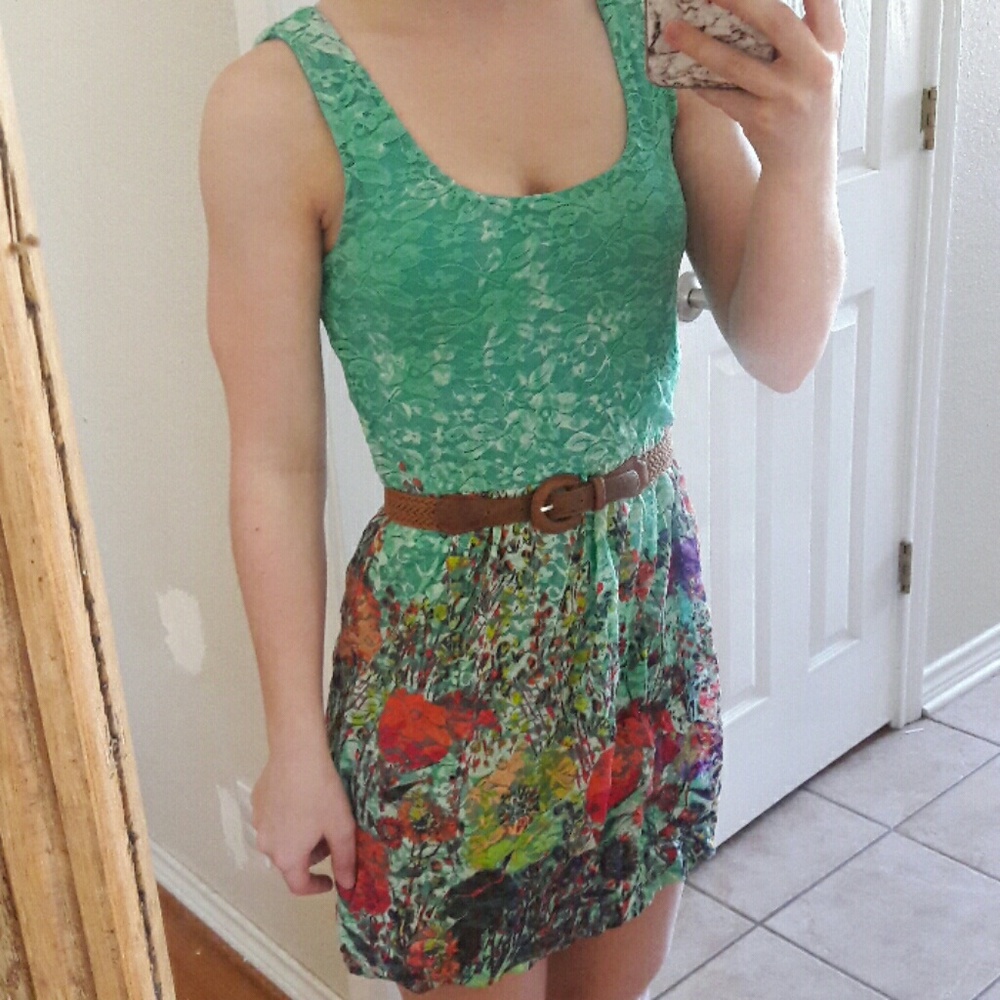 Turquoiseprint lace dress